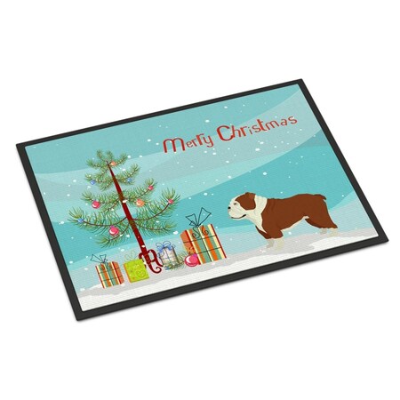 Carolines Treasures 24 x 36 in. English Bulldog Christmas Tree Indoor or Outdoor Mat CK3536JMAT